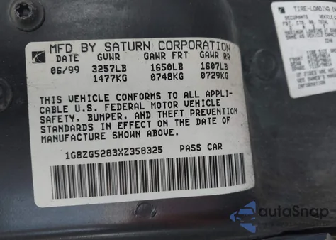 1999 Saturn Sl1 из США, поврежденный, VIN 1G8ZG5283XZ358325